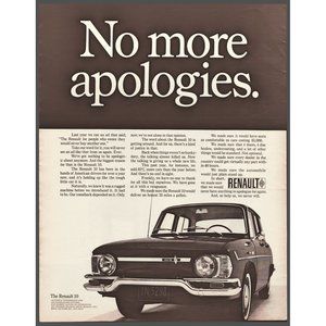 1968 Renault 10 Sedan Classic Car Vintage Print Ad No More Apologies Wall Art